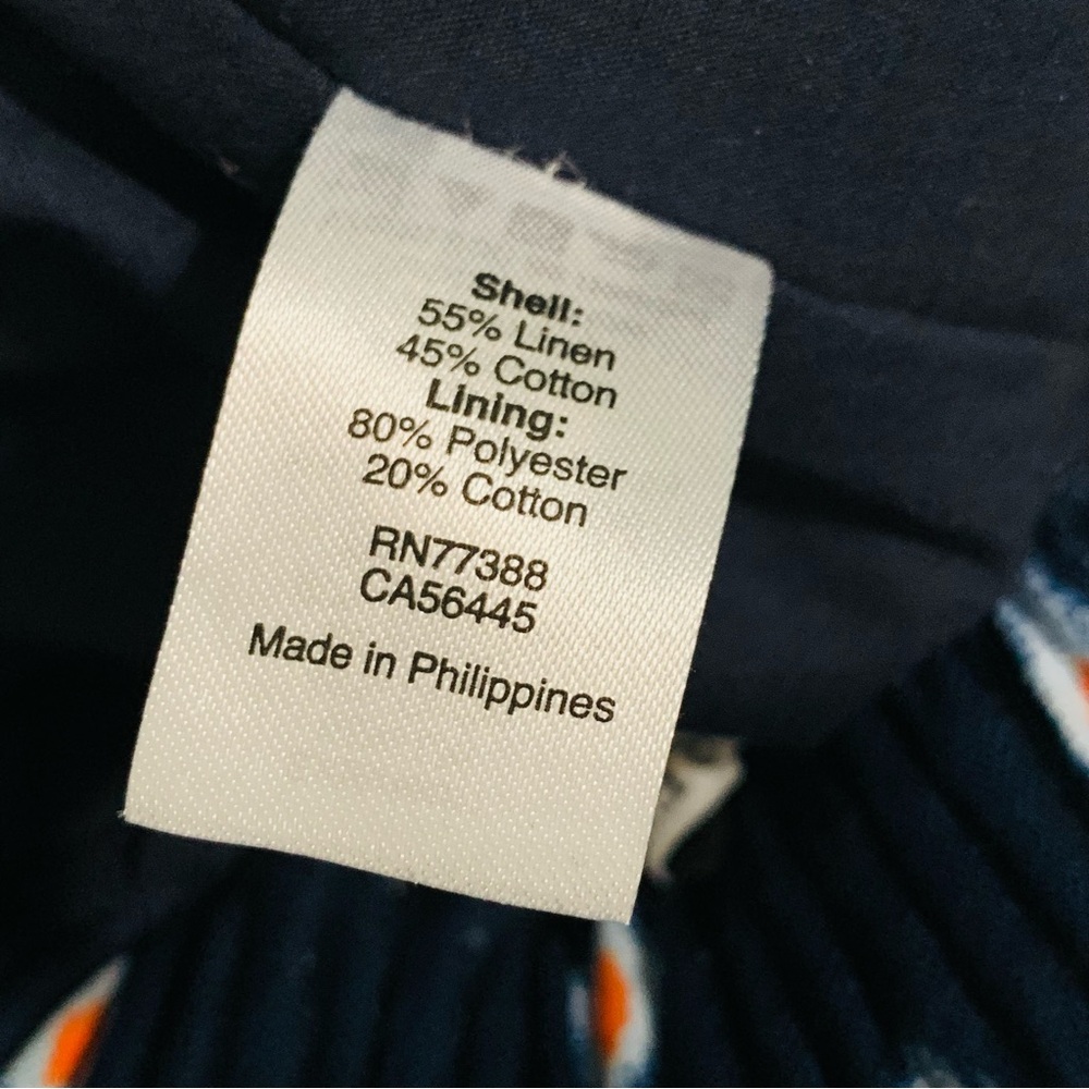 J Crew Ikat Printed Scalloped Sidewalk Skirt Size 4 Linen Blend Navy Blue - Picture 9 of 12